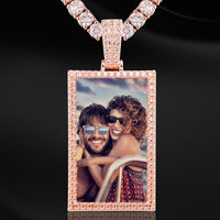 Custom Photo Rectangle Pendant Iced Memory Picture Jewelry CZP0255