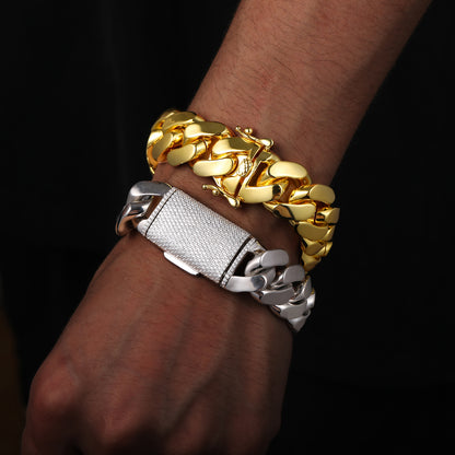 Copper Cuban Link Bracelet 10 to 22mm for Men CZBHX0196