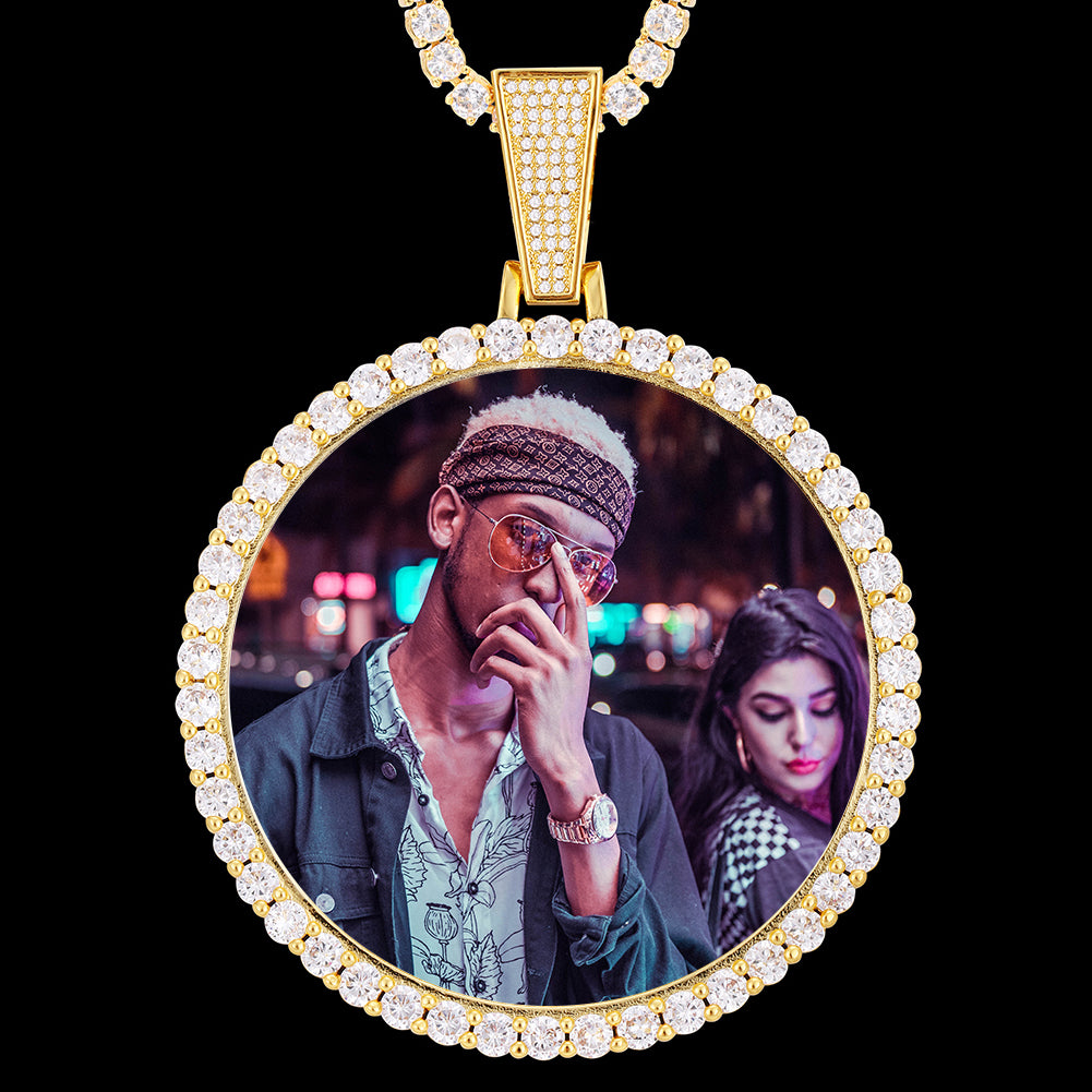 Custom Picture Circle Pendant Iced Hip Hop Photo Jewelry CZP0435