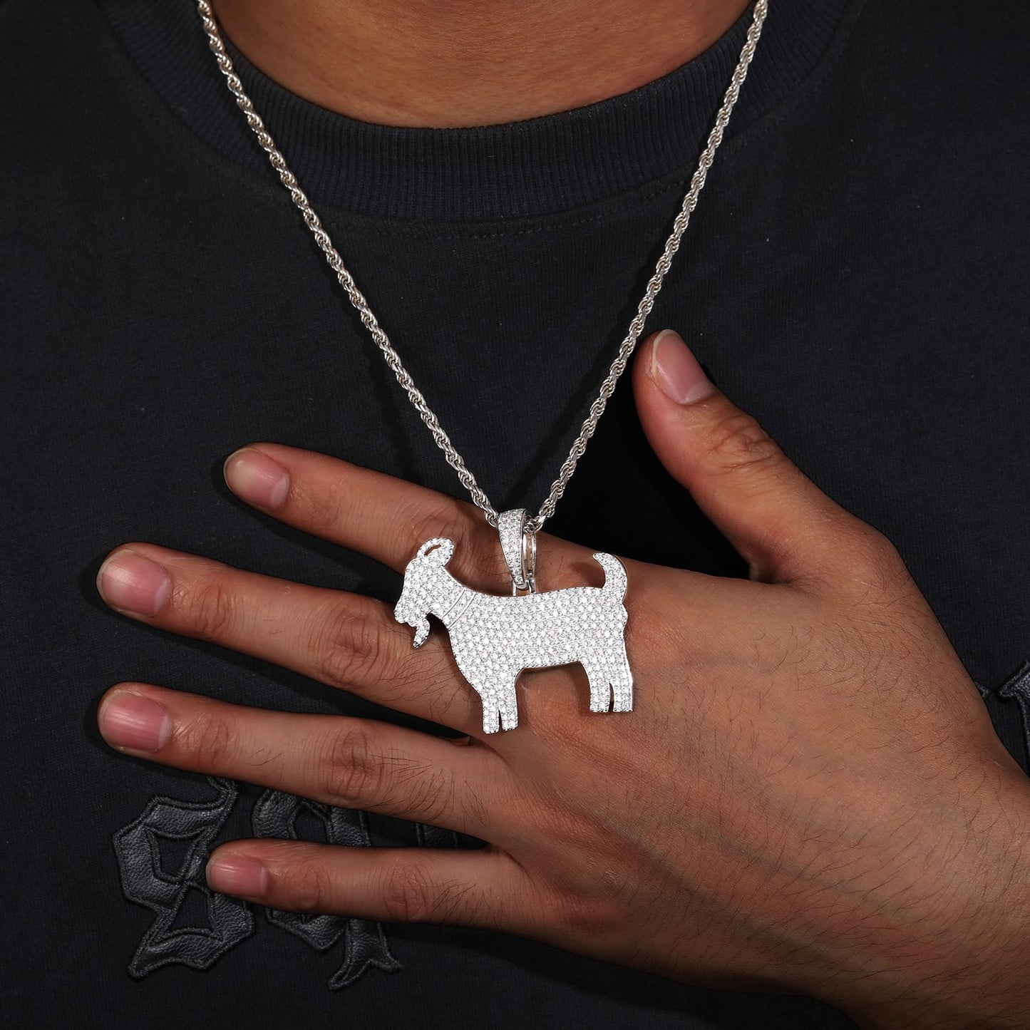 925 Silver Moissanite Goat Pendant TQP0188
