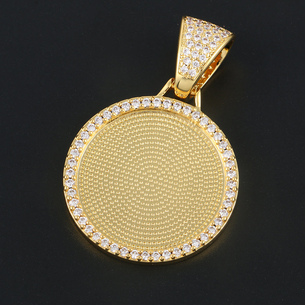 Custom Photo Oval Pendant Necklace Iced Picture Frame Jewelry CZP0171