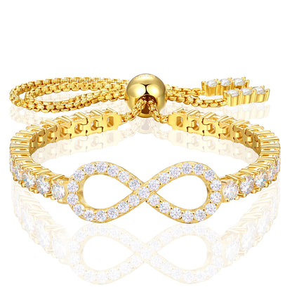 925 Silver Moissanite Infinity Adjustable Tennis Bracelet for Women TQB0330