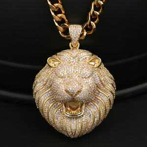 Iced Lion Head Pendant Hip Hop Animal Jewelry CZP0339