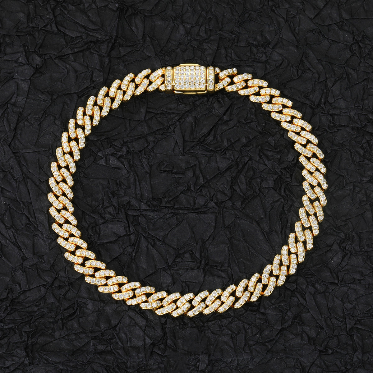 925 Silver Moissanite Iced Out Braided Link Bracelet for Men TQB0062