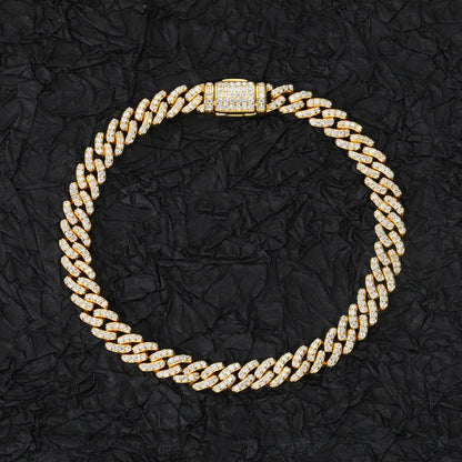 925 Silver Moissanite Iced Out Braided Link Bracelet for Men TQB0062