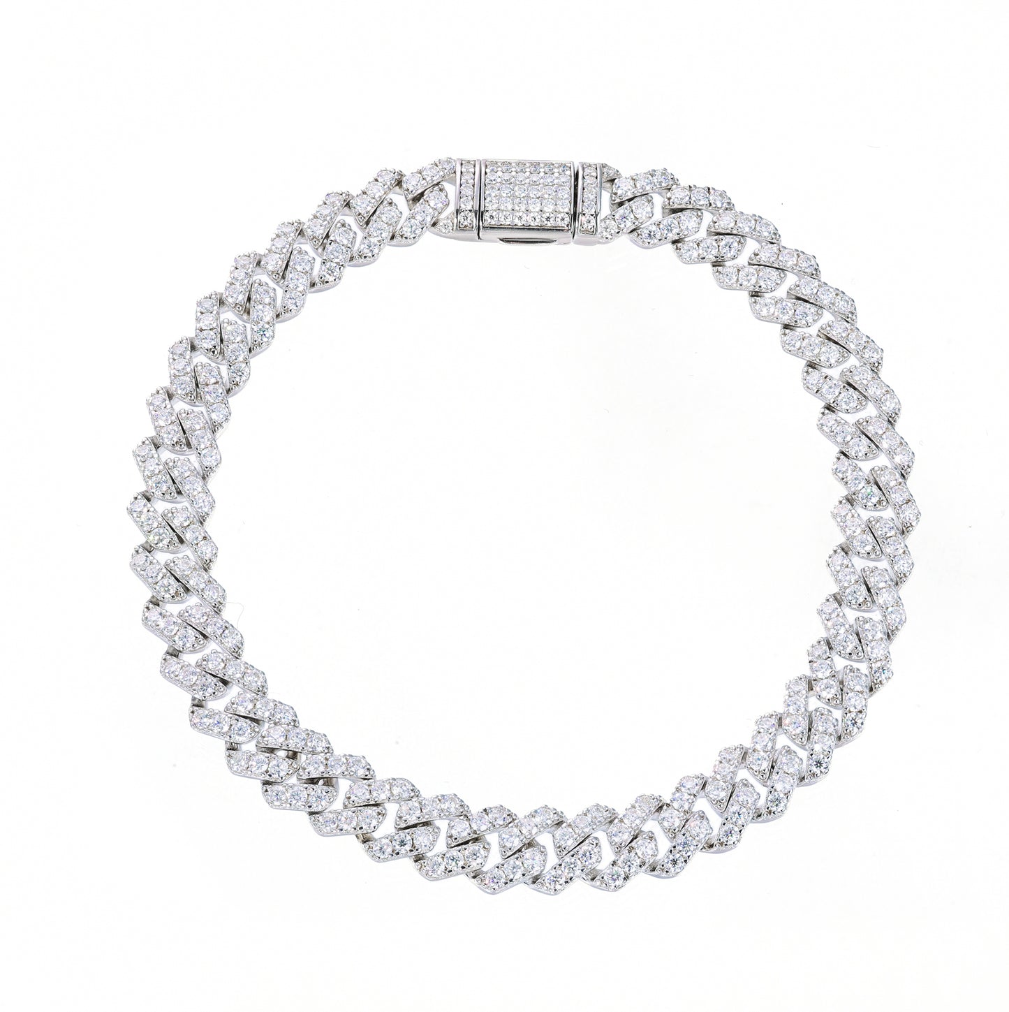925 Silver Moissanite Iced Out Miami Cuban Link Bracelet for Men TQB0094