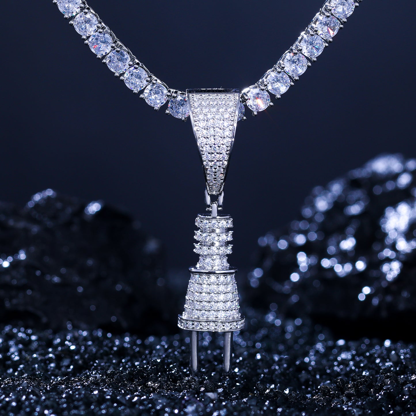 925 Silver Moissanite Power Plug Pendant TQP0284