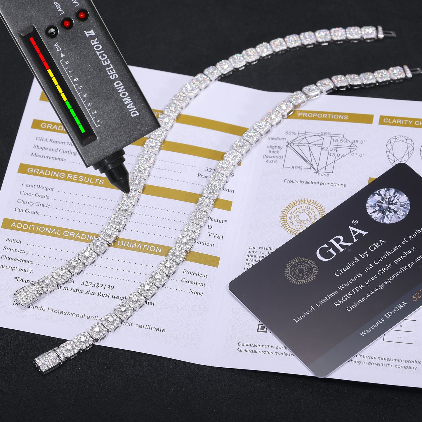 925 Silver Moissanite Square Halo Tennis Bracelet TQB0242