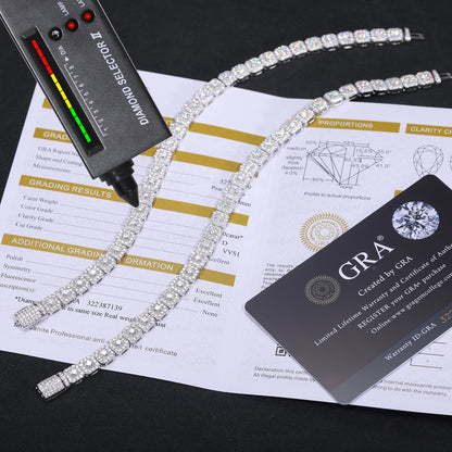 925 Silver Moissanite Square Halo Tennis Bracelet TQB0242