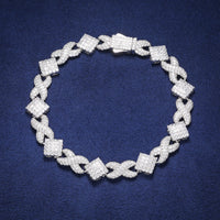925 Silver Moissanite Iced Out Knot Link Bracelet for Men TQB0189