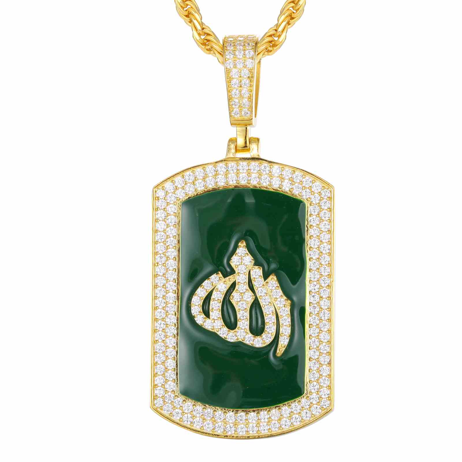 Green Tag Allah Pattern Pendant