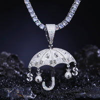 925 Silver Moissanite Umbrella Charm Pendant TQP0261