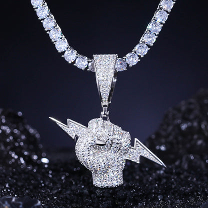 925 Silver Moissanite Lightning Fist Hip Hop Pendant TQP0260