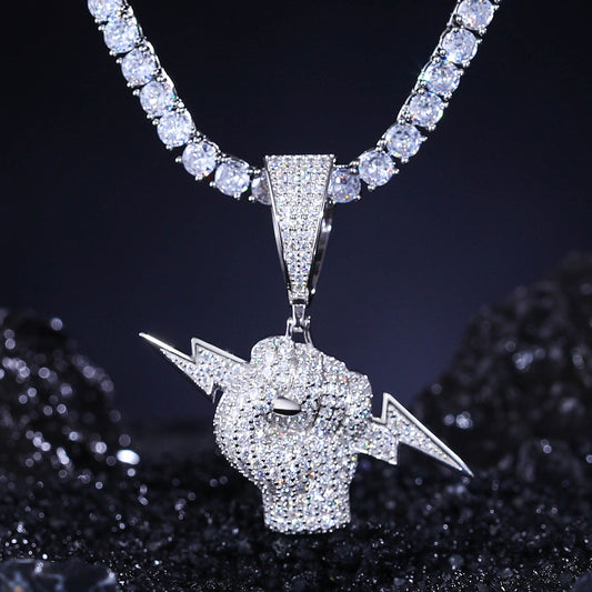 925 Silver Moissanite Lightning Fist Hip Hop Pendant TQP0260