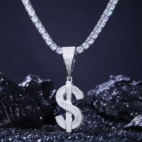 925 Silver Moissanite Dollar Sign Pendant TQP0287