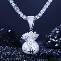 925 Silver Moissanite Money Bag Pendant TQP0274