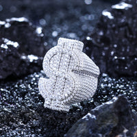 925 Silver Moissanite Dollar Sign Statement Ring for Men TQR0066