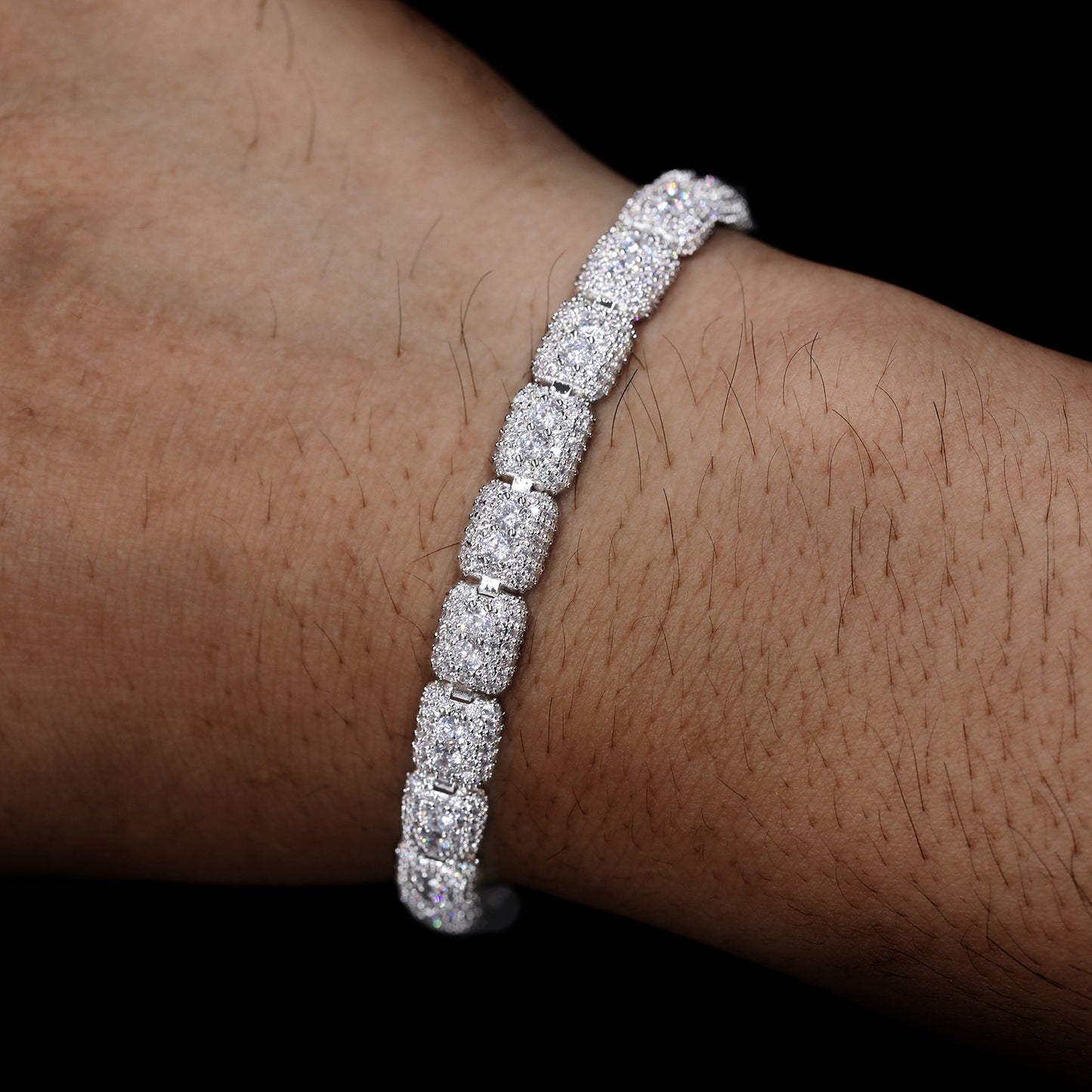925 Silver Moissanite Cushion Link Tennis Bracelet TQB0239