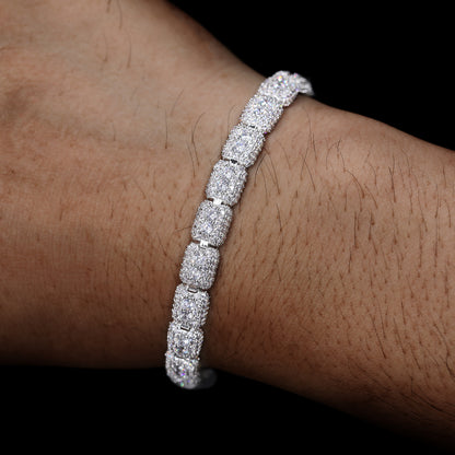 925 Silver Moissanite Cushion Link Tennis Bracelet TQB0239