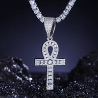 925 Silver Moissanite Egyptian Ankh Pendant TQP0269
