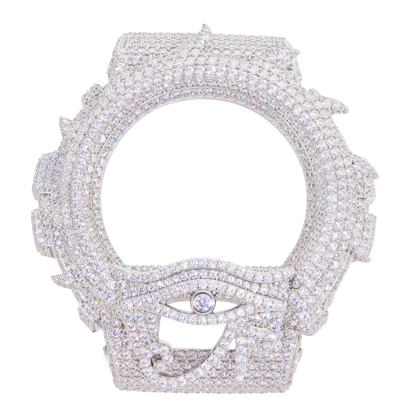 Moissanite Eye Pattern Flame Iced Out Bezel Case Compatible with DW6900 Series CMW0043