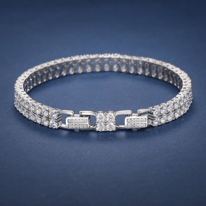 925 Silver Moissanite Double Row Tennis Bracelet for Women TQB0117