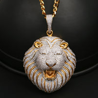 Iced Lion Head Pendant Hip Hop Animal Jewelry CZP0339