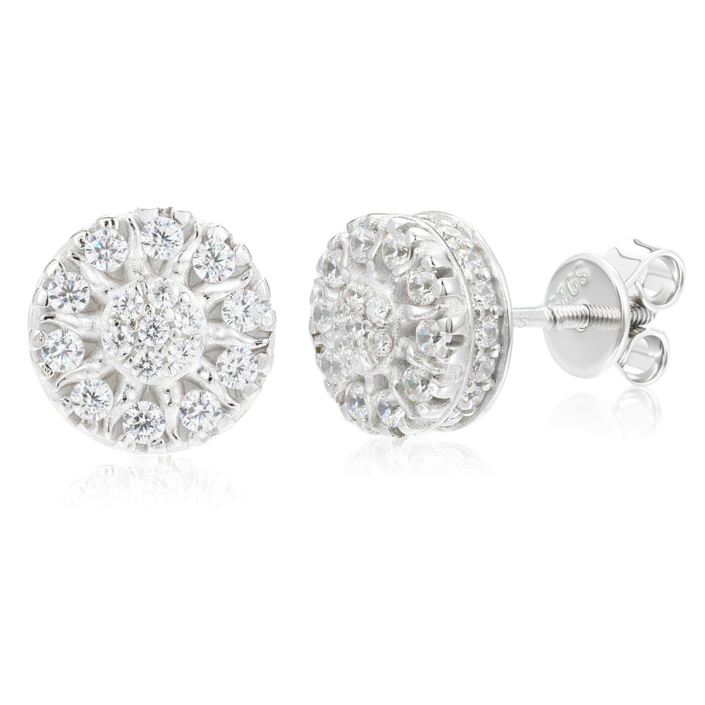 925 Silver Moissanite Sunburst Cluster Stud Earrings TQE0581