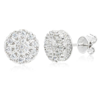925 Silver Moissanite Sunburst Cluster Stud Earrings TQE0581