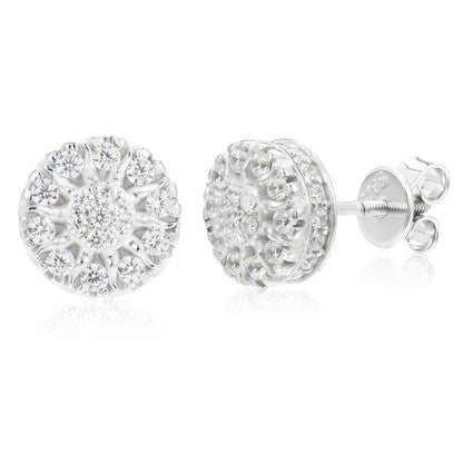 925 Silver Moissanite Sunburst Cluster Stud Earrings TQE0581