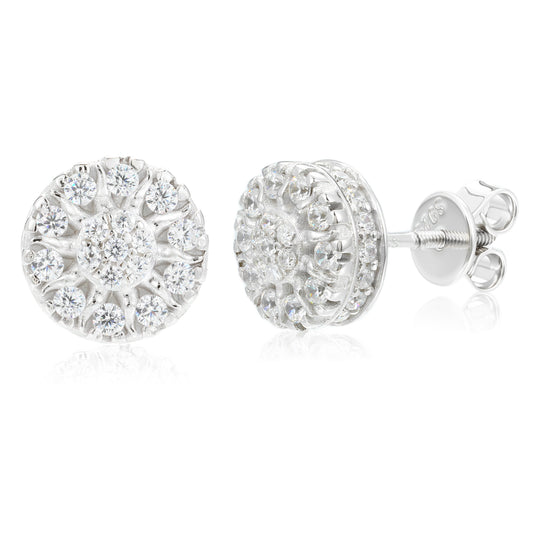 925 Silver Moissanite Sunburst Cluster Stud Earrings TQE0581
