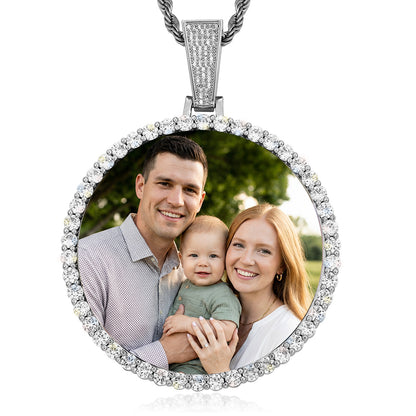 Custom Picture Circle Pendant Iced Hip Hop Photo Jewelry CZP0435