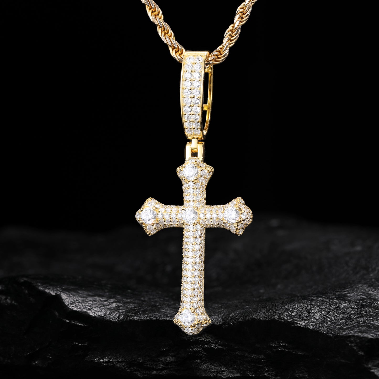 925 Silver Moissanite Bone Cross Pendant TQP0439