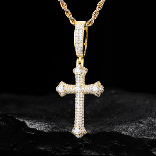 925 Silver Moissanite Bone Cross Pendant TQP0439