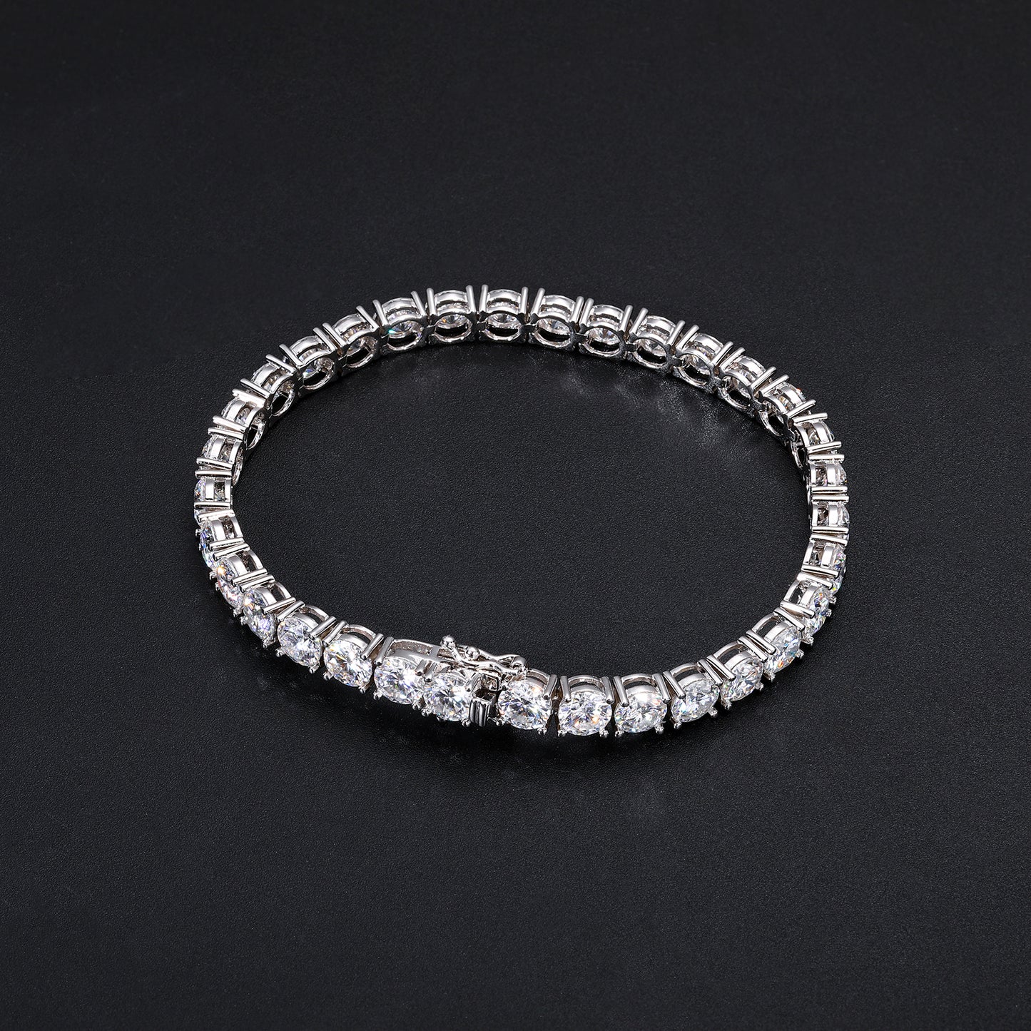 925 Silver Moissanite 6mm Iced Out Tennis Bracelet TQB0007