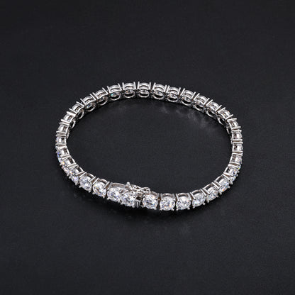 925 Silver Moissanite 6mm Iced Out Tennis Bracelet TQB0007