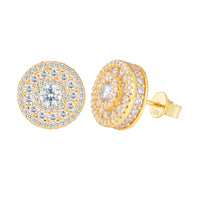 925 Silver Moissanite Concentric Halo Cluster Stud Earrings TQE0570