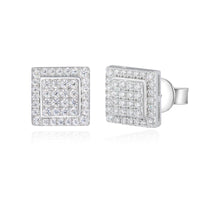 925 Silver Moissanite Square Cluster Stud Earrings TQE0641