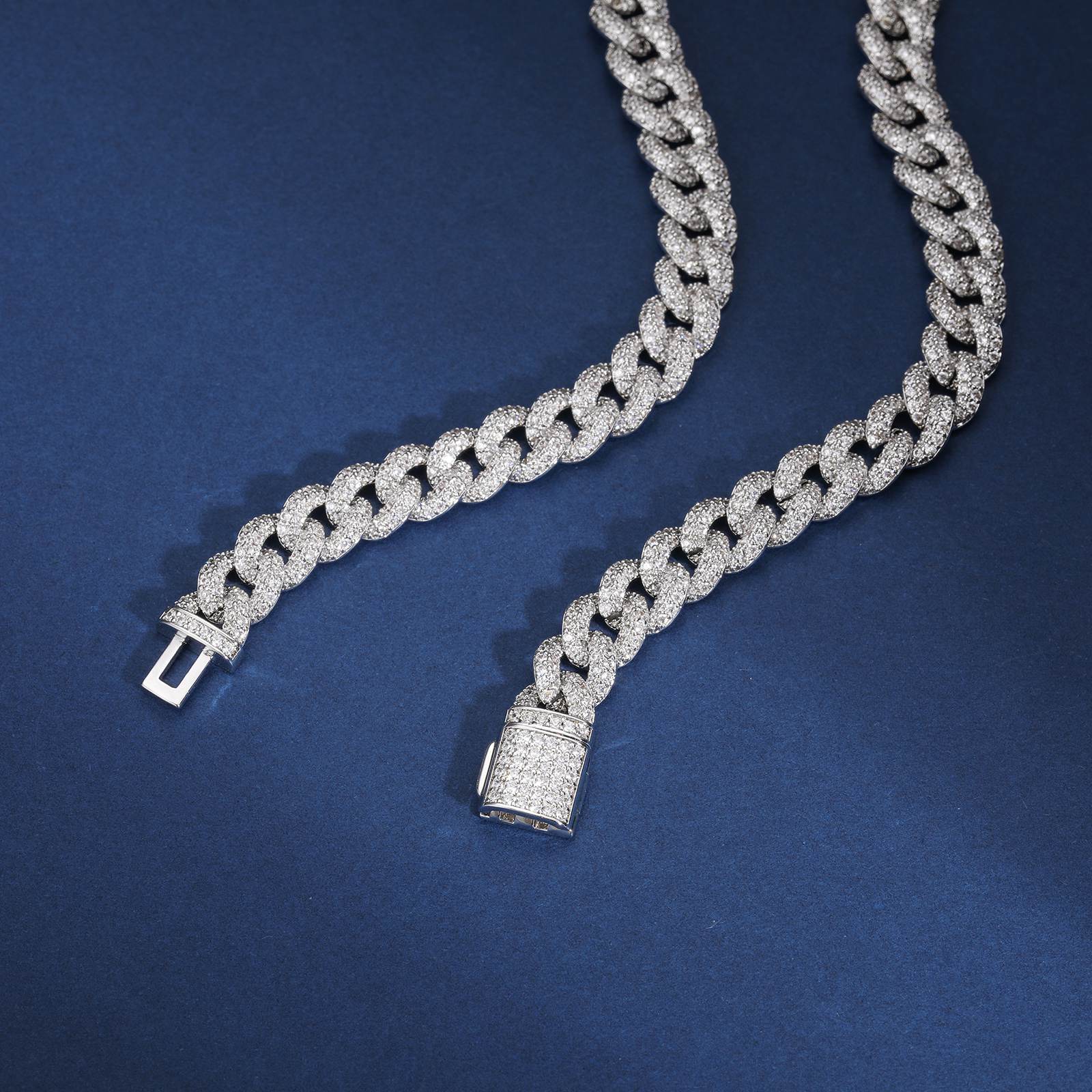 8mm S925 2 Rows Moissanite Bubble Cuban Link Chain - TUHE Jewelry