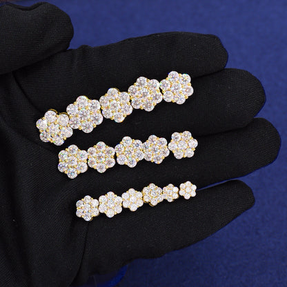 925 Silver Moissanite Seven Stone Floral Cluster Stud Earrings TQE0266