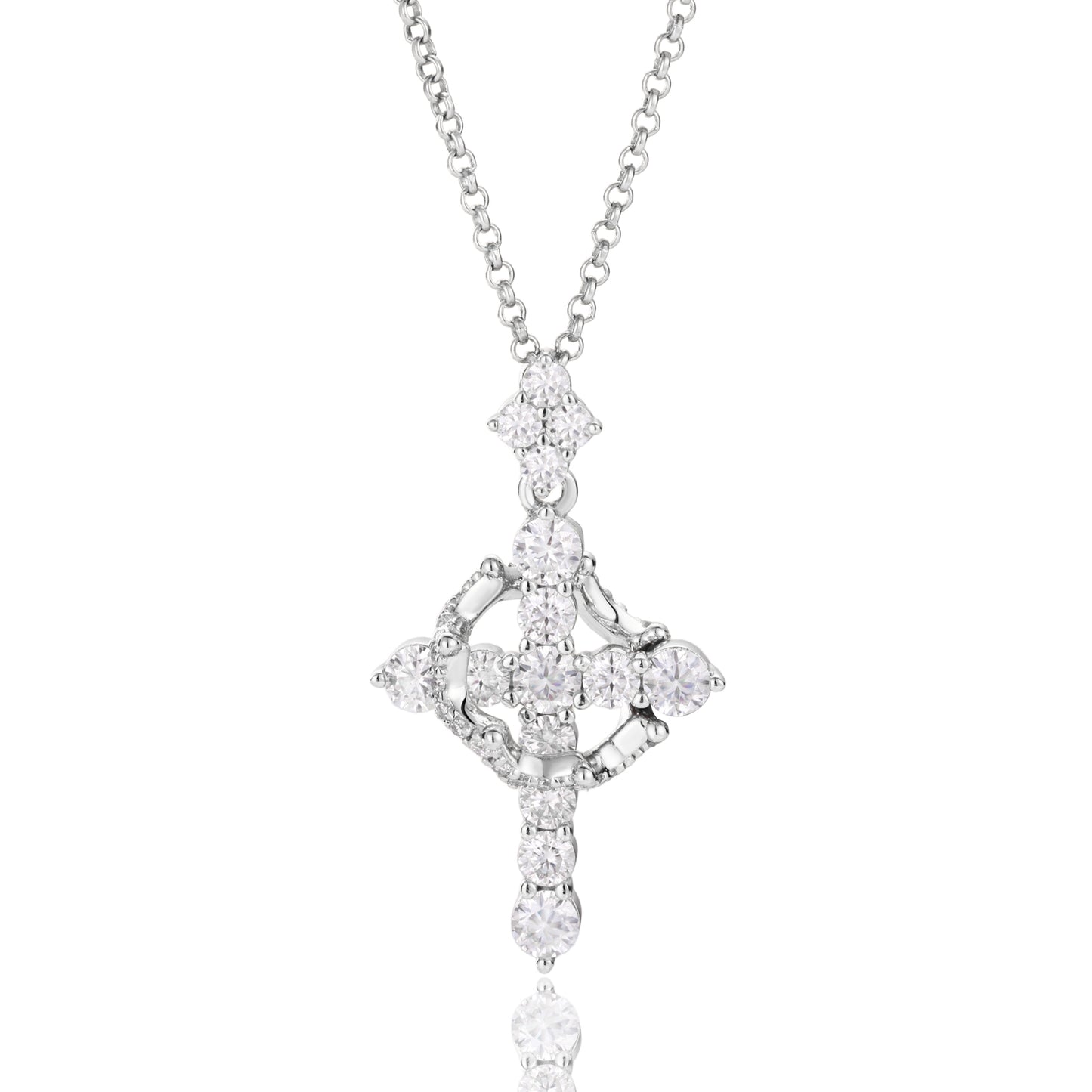 925 Silver Moissanite Ornate Cross Pendant TQP0727