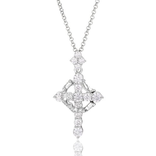 925 Silver Moissanite Ornate Cross Pendant TQP0727