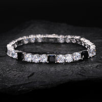 925 Silver Moissanite Black Accent Tennis Bracelet TQB0158