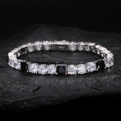 925 Silver Moissanite Black Accent Tennis Bracelet TQB0158