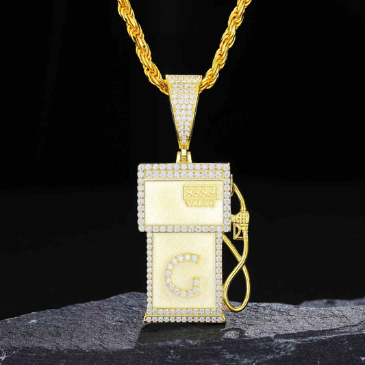 （In stock）Mens 925 Silver Moissanite G Letter Pendant TQP0001
