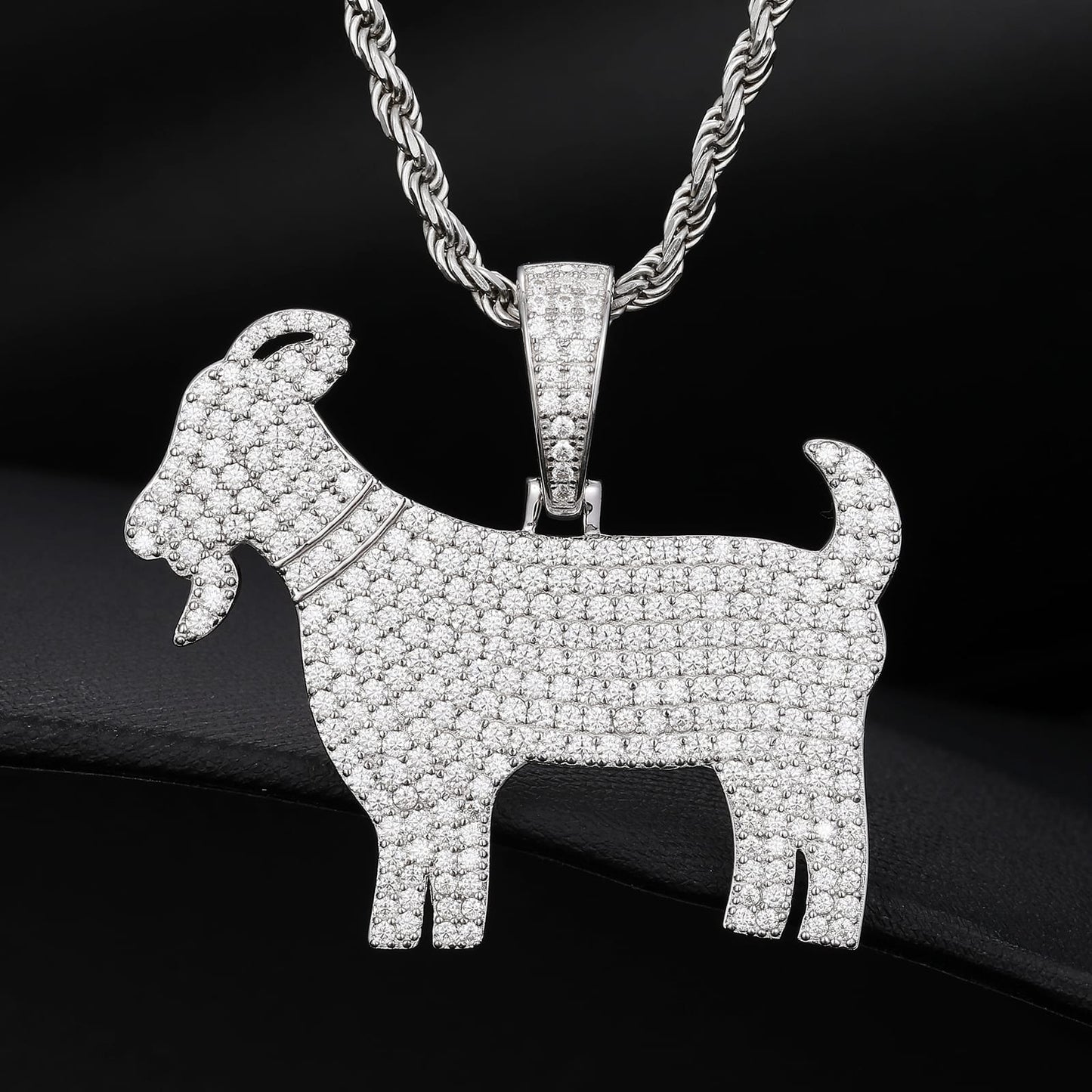 925 Silver Moissanite Goat Pendant TQP0188
