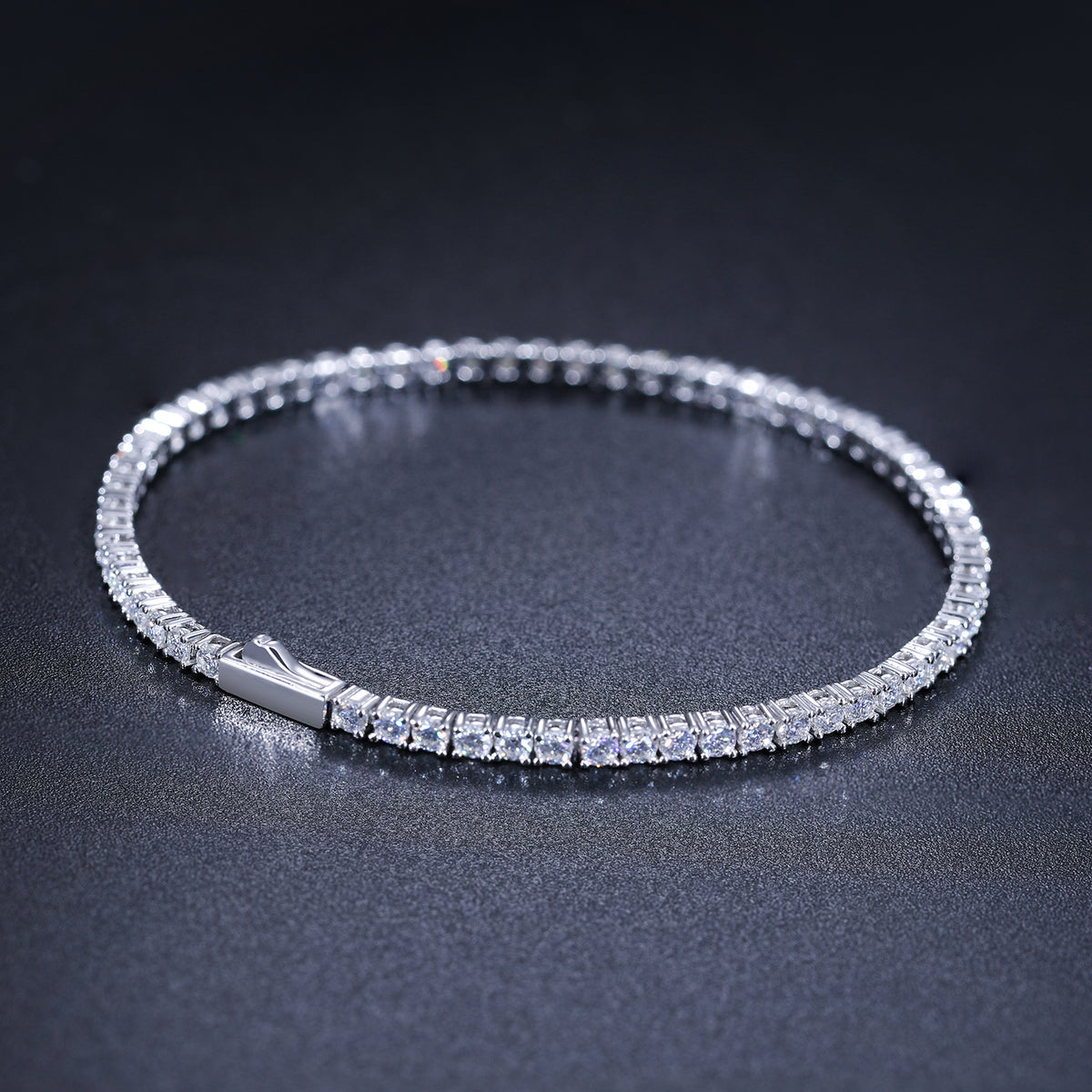 925 Silver Moissanite 2mm Slim Tennis Bracelet TQB0045