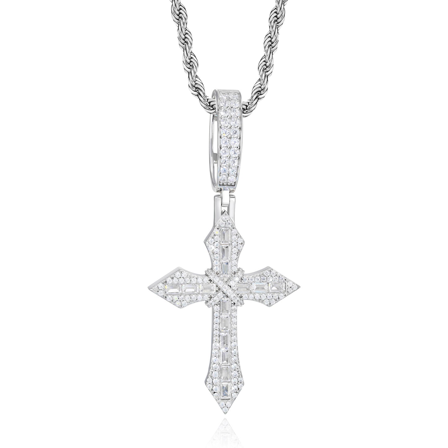 925 Silver Moissanite Fleur Cross Pendant TQP0899
