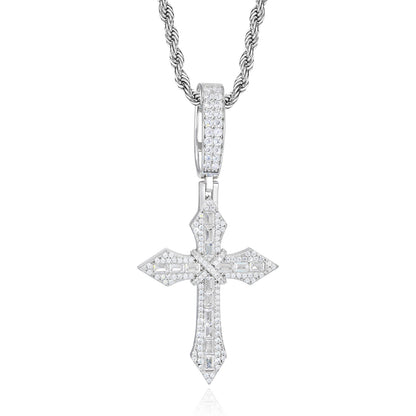 925 Silver Moissanite Fleur Cross Pendant TQP0899