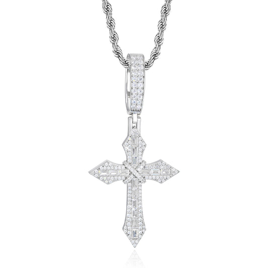 925 Silver Moissanite Fleur Cross Pendant TQP0899